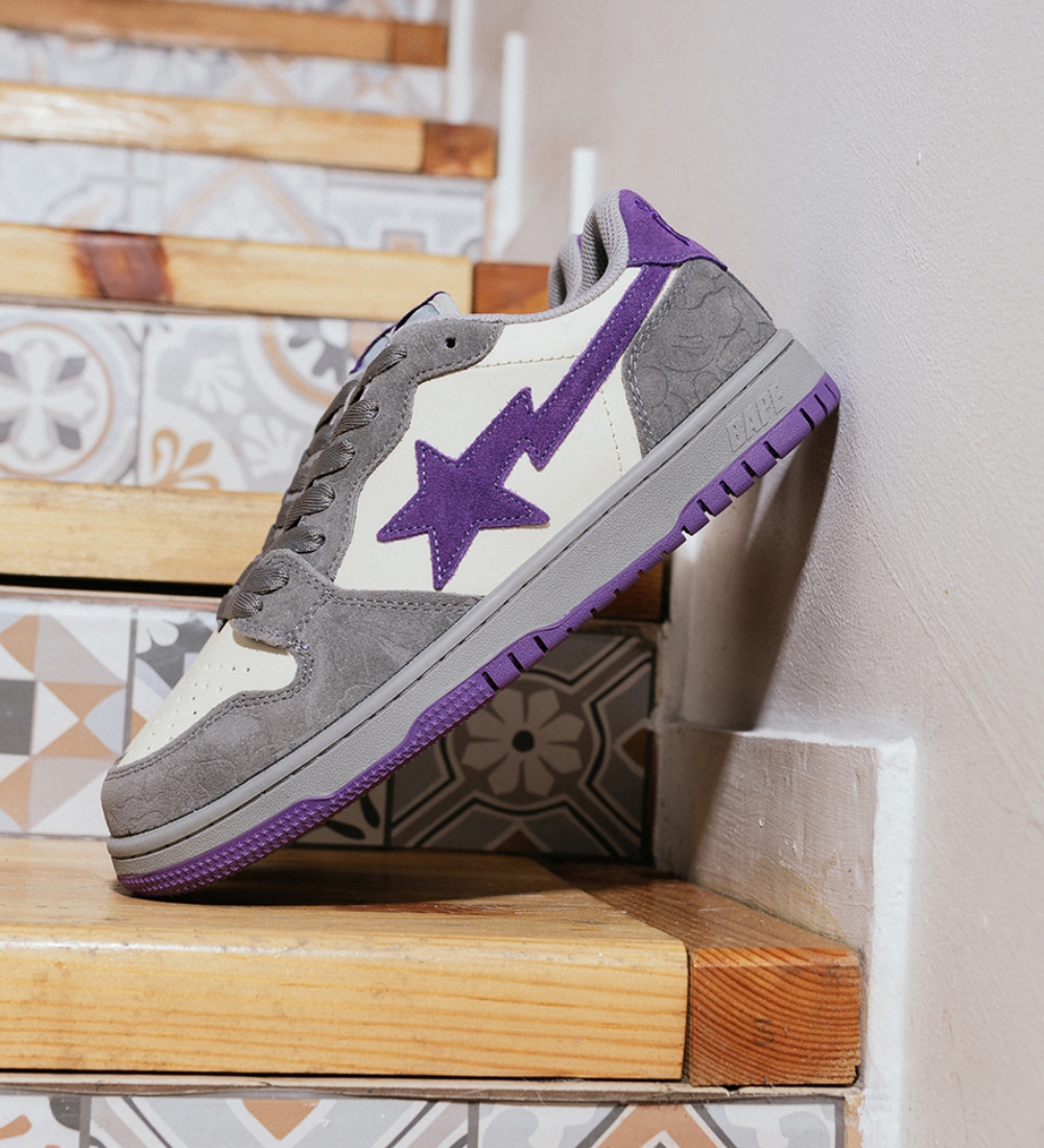 BAPE COURT STA LOW 'MIST GRAY/ROYAL PURPLE'